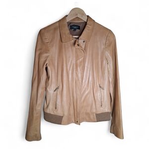 Talbots Camel  Leather Jacket Size 8